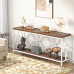 Table console extra longue de 71 pouces Table de canapé avec étagère de rangement ouverte, Tables de canapé étroites et longues Table d'entrée derrière le canapé