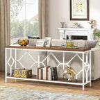 Table console extra longue de 71 pouces Table de canapé avec étagère de rangement ouverte, Tables de canapé étroites et longues Table d'entrée derrière le canapé
