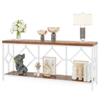 Table console extra longue de 71 pouces Table de canapé avec étagère de rangement ouverte, Tables de canapé étroites et longues Table d'entrée derrière le canapé
