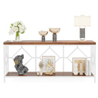 Table console extra longue de 71 pouces Table de canapé avec étagère de rangement ouverte, Tables de canapé étroites et longues Table d'entrée derrière le canapé