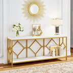 Table console extra longue de 71 pouces Table de canapé avec étagère de rangement ouverte, Tables de canapé étroites et longues Table d'entrée derrière le canapé