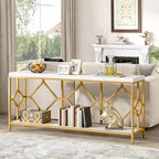 Table console extra longue de 71 pouces Table de canapé avec étagère de rangement ouverte, Tables de canapé étroites et longues Table d'entrée derrière le canapé