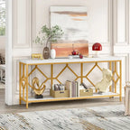 Table console extra longue de 71 pouces Table de canapé avec étagère de rangement ouverte, Tables de canapé étroites et longues Table d'entrée derrière le canapé
