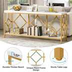 Table console extra longue de 71 pouces Table de canapé avec étagère de rangement ouverte, Tables de canapé étroites et longues Table d'entrée derrière le canapé