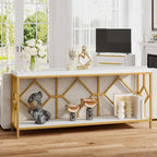 Table console extra longue de 71 pouces Table de canapé avec étagère de rangement ouverte, Tables de canapé étroites et longues Table d'entrée derrière le canapé