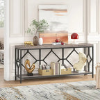 Table console extra longue de 71 pouces Table de canapé avec étagère de rangement ouverte, Tables de canapé étroites et longues Table d'entrée derrière le canapé