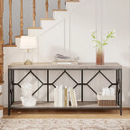 Table console extra longue de 71 pouces Table de canapé avec étagère de rangement ouverte, Tables de canapé étroites et longues Table d'entrée derrière le canapé