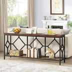 Table console extra longue de 71 pouces Table de canapé avec étagère de rangement ouverte, Tables de canapé étroites et longues Table d'entrée derrière le canapé