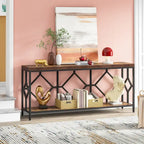 Table console extra longue de 71 pouces Table de canapé avec étagère de rangement ouverte, Tables de canapé étroites et longues Table d'entrée derrière le canapé
