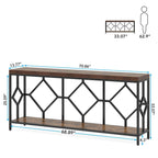 Table console extra longue de 71 pouces Table de canapé avec étagère de rangement ouverte, Tables de canapé étroites et longues Table d'entrée derrière le canapé