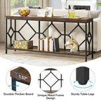 Table console extra longue de 71 pouces Table de canapé avec étagère de rangement ouverte, Tables de canapé étroites et longues Table d'entrée derrière le canapé