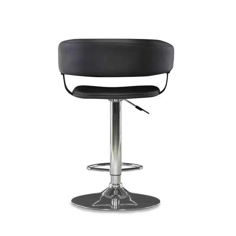 Pallas Adjustable Barrel Back Faux Leather Swivel Seat Barstool Black - Powell Company