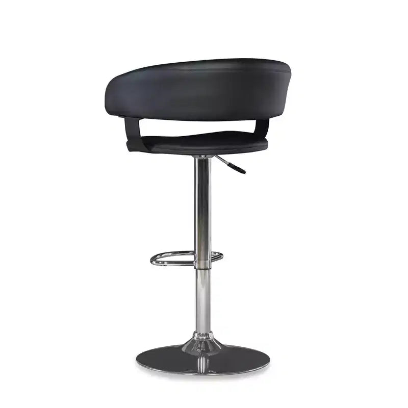 Pallas Adjustable Barrel Back Faux Leather Swivel Seat Barstool Black - Powell Company