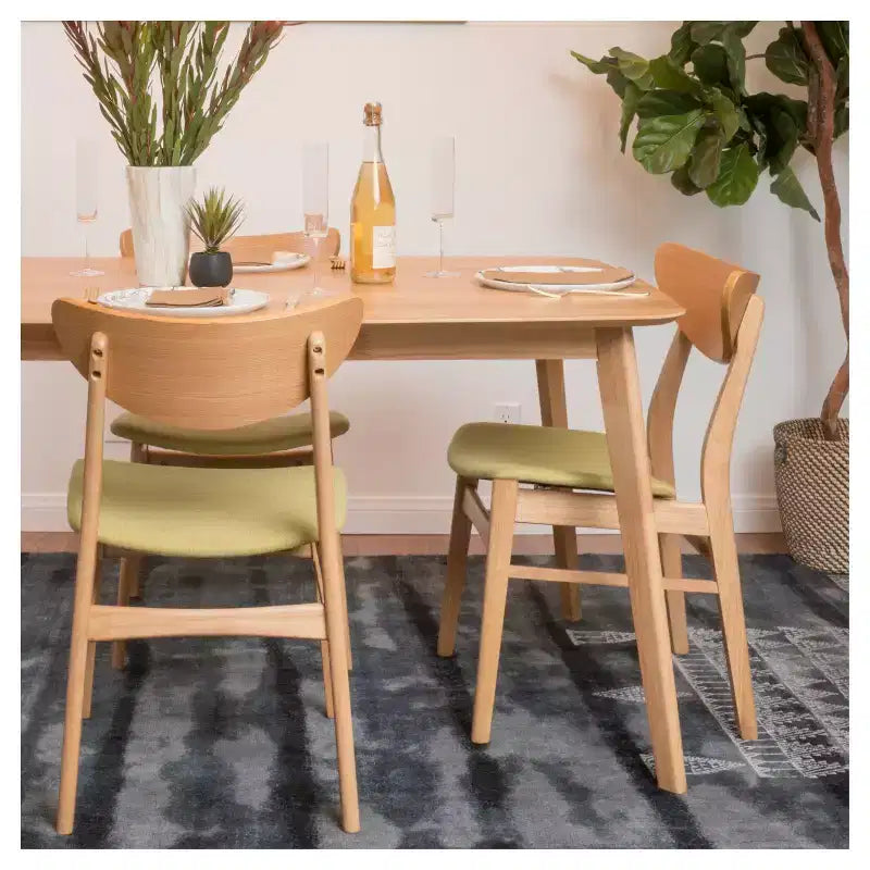 Set of 2 Anise Dining Chair Natural Oak/Green Tea - Christopher Knight Home: Upholstered, Rubberwood Frame, Polyester