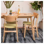 Set of 2 Anise Dining Chair Natural Oak/Green Tea - Christopher Knight Home: Upholstered, Rubberwood Frame, Polyester