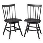 Lifestorey Set of 2 Aspen Farmhouse Solid Wood Windsor Swivel Dining Chair Matte Black