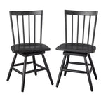 Lifestorey Set of 2 Aspen Farmhouse Solid Wood Windsor Swivel Dining Chair Matte Black