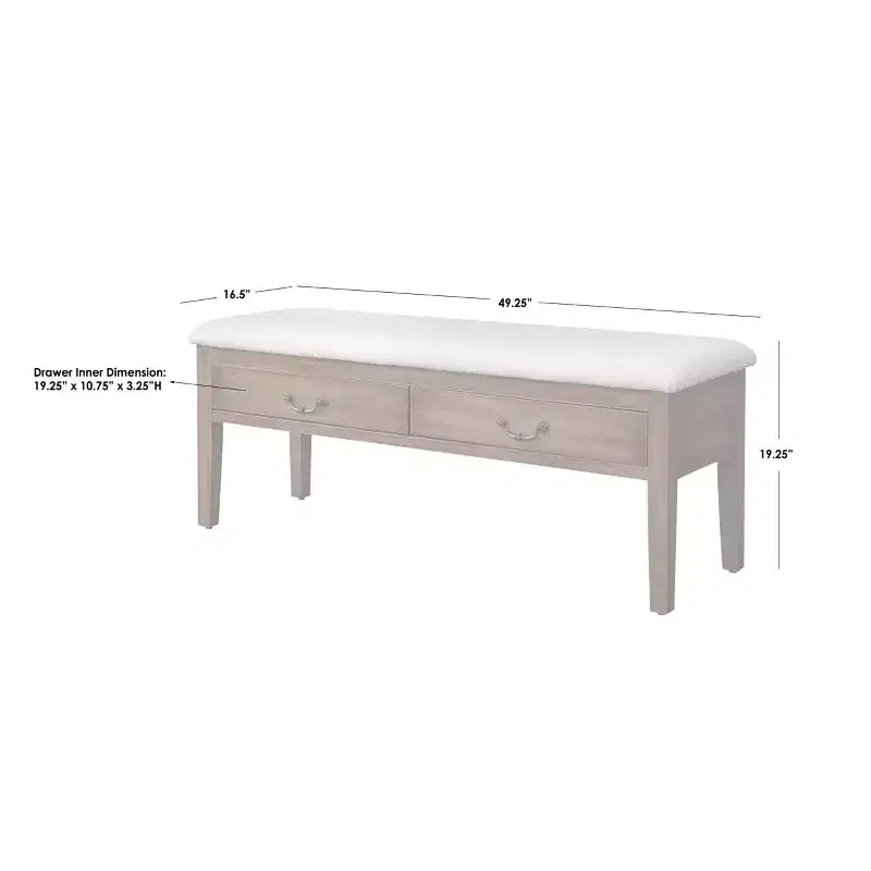 Lifestorey Palmer Farmhouse Bench with Storage Antique Oak