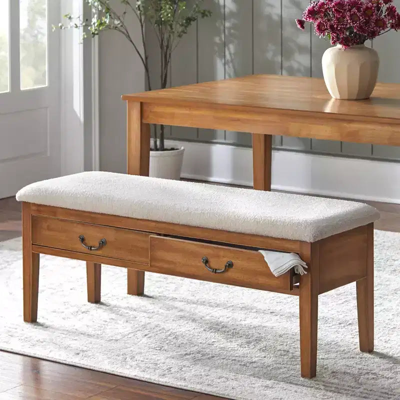 Lifestorey Palmer Farmhouse Bench with Storage Antique Oak