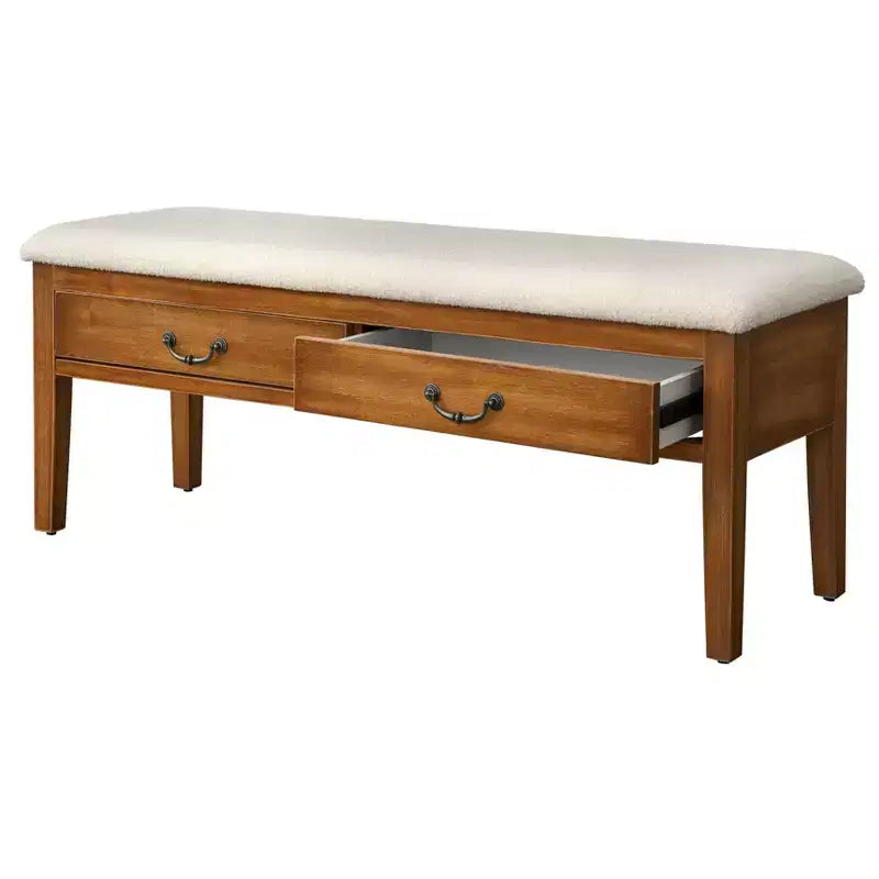 Lifestorey Palmer Farmhouse Bench with Storage Antique Oak