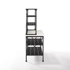 Madeleine Kitchen Island and Hutch Matte Black - Crosley: Veneer Surface, Metal Frame, 6 Open Shelves