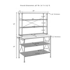 Madeleine Kitchen Island and Hutch Matte Black - Crosley: Veneer Surface, Metal Frame, 6 Open Shelves