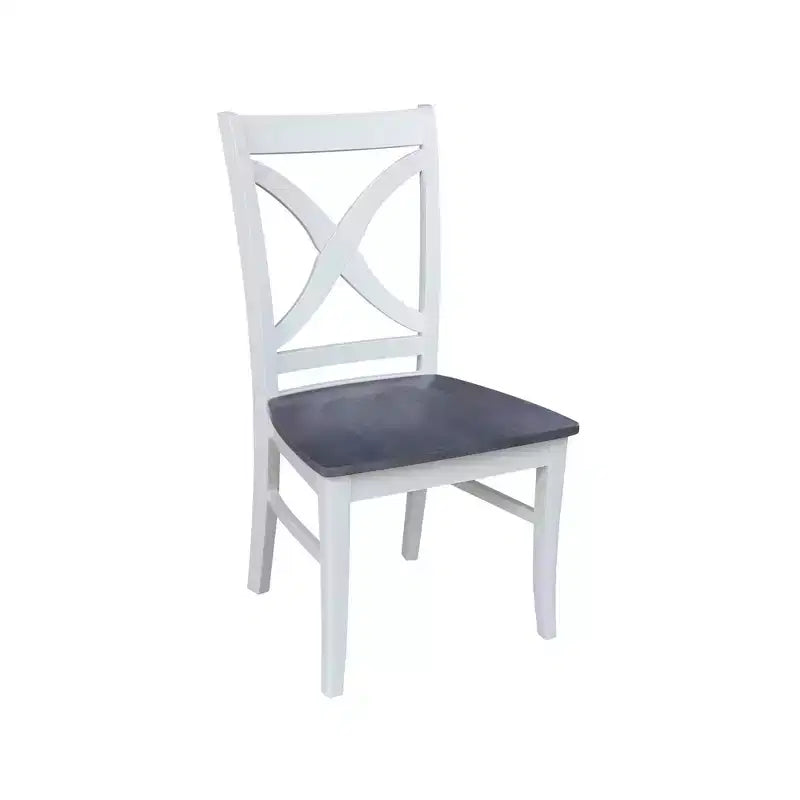 42" Lillith Dual Drop Leaf Dining Table with 2 X-Back Chairs White/Heather Gray - International Concepts