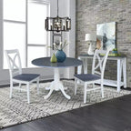 42" Lillith Dual Drop Leaf Dining Table with 2 X-Back Chairs White/Heather Gray - International Concepts