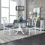 42" Lillith Dual Drop Leaf Dining Table with 2 X-Back Chairs White/Heather Gray - International Concepts