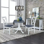 42" Lillith Dual Drop Leaf Dining Table with 2 X-Back Chairs White/Heather Gray - International Concepts