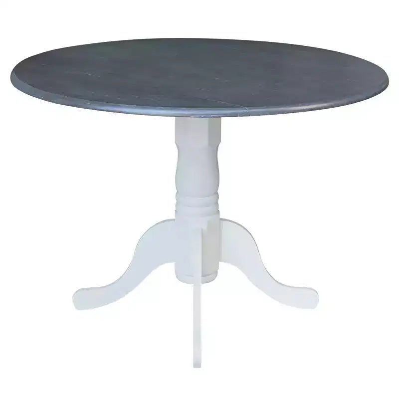 42" Lillith Dual Drop Leaf Dining Table with 2 X-Back Chairs White/Heather Gray - International Concepts