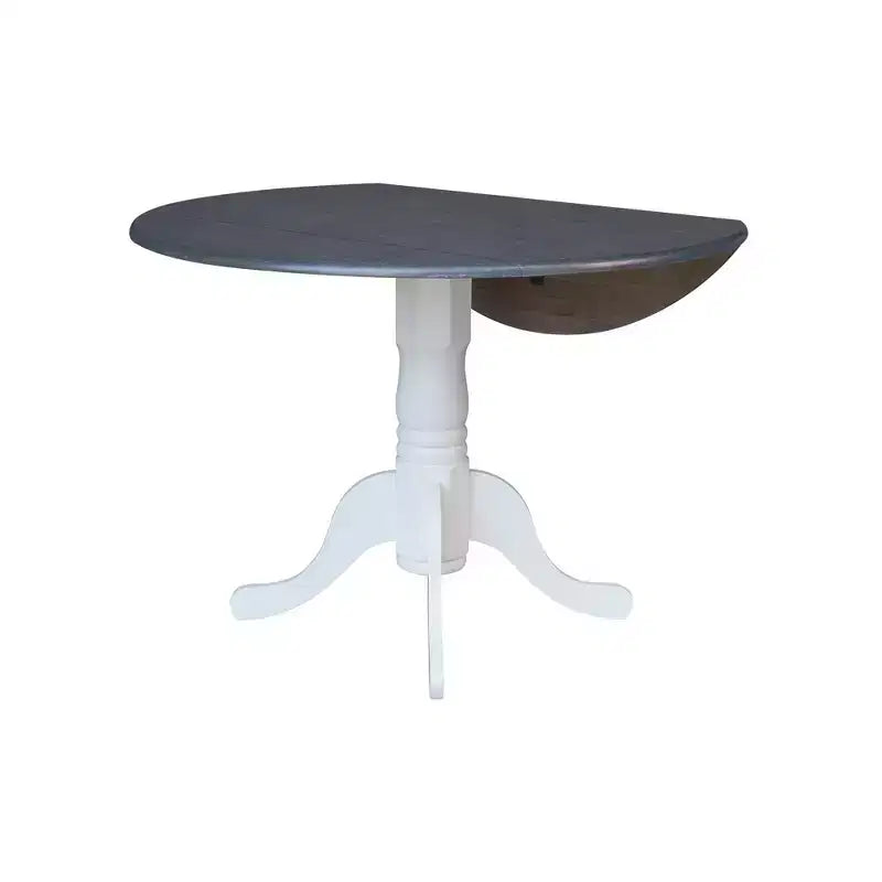 42" Lillith Dual Drop Leaf Dining Table with 2 X-Back Chairs White/Heather Gray - International Concepts