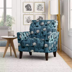 Adrian Flared Armchair Blue Modern Tulip - Handy Living: Transitional Style, Diamond Button Back, Polyester