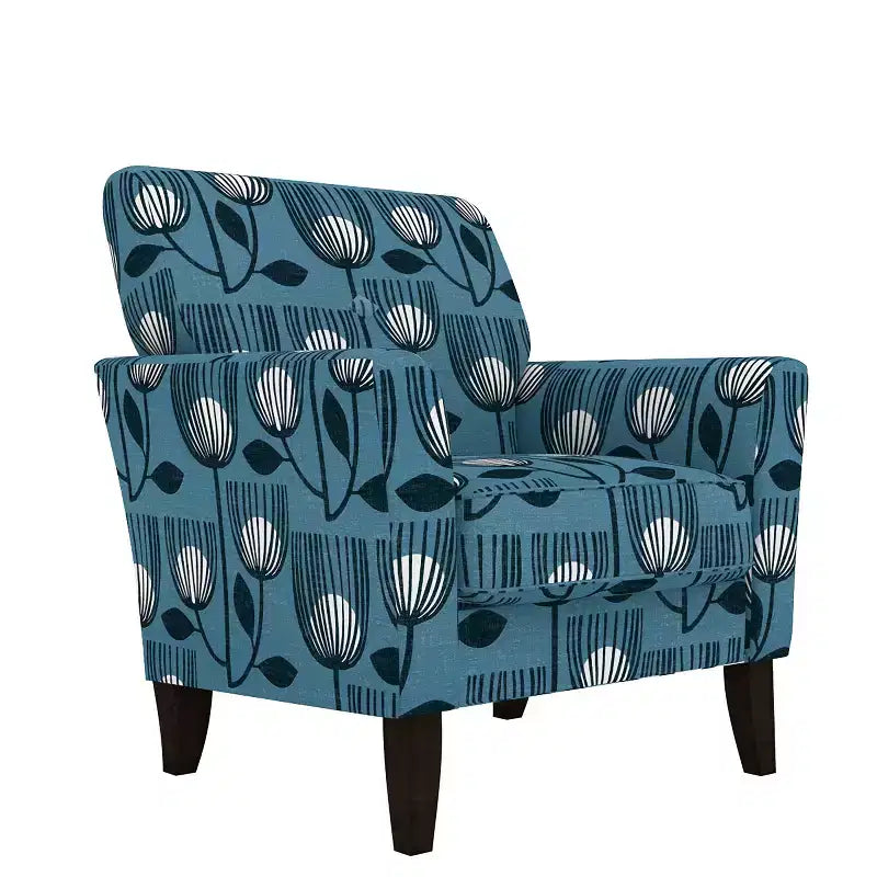 Adrian Flared Armchair Blue Modern Tulip - Handy Living: Transitional Style, Diamond Button Back, Polyester