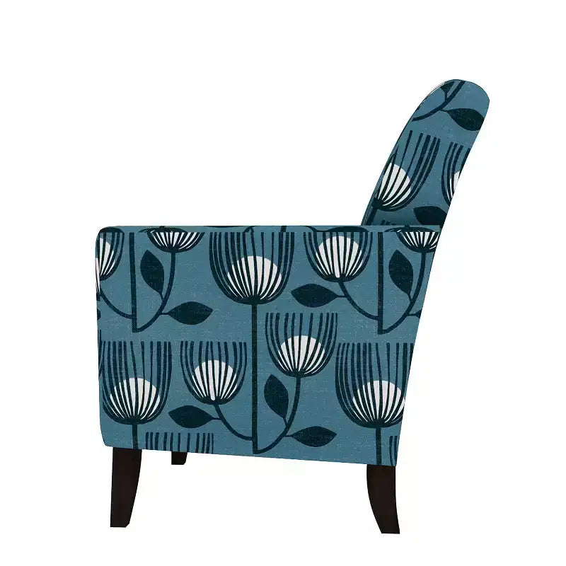 Adrian Flared Armchair Blue Modern Tulip - Handy Living: Transitional Style, Diamond Button Back, Polyester