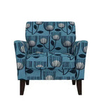 Adrian Flared Armchair Blue Modern Tulip - Handy Living: Transitional Style, Diamond Button Back, Polyester