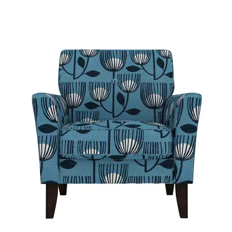 Adrian Flared Armchair Blue Modern Tulip - Handy Living: Transitional Style, Diamond Button Back, Polyester