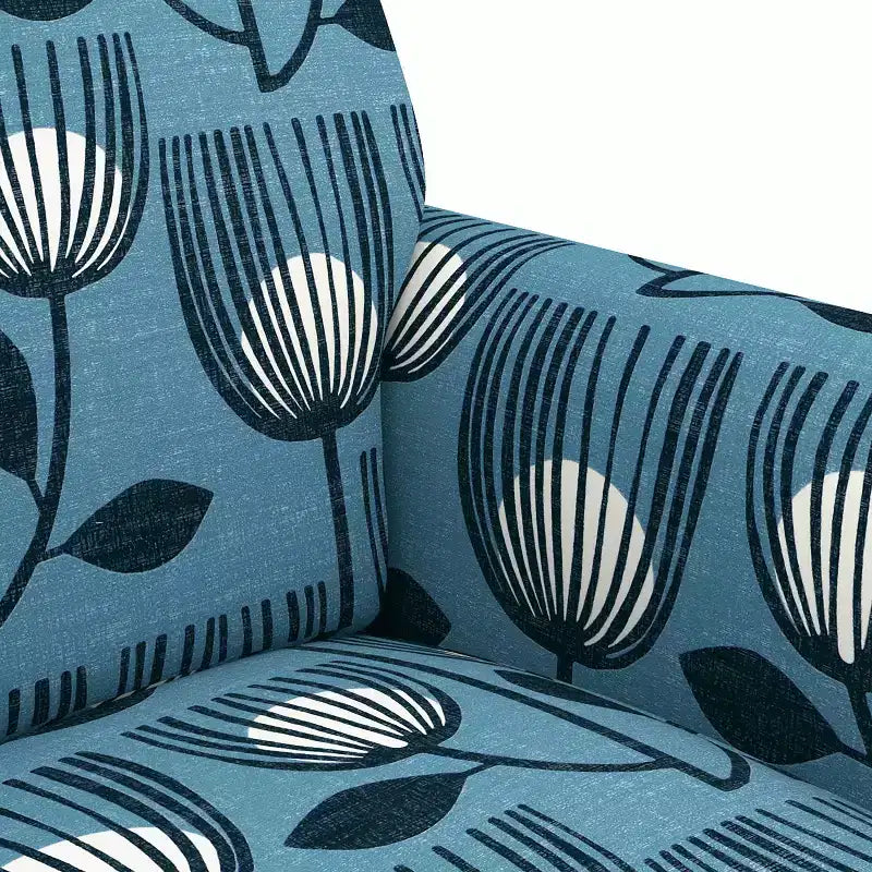 Adrian Flared Armchair Blue Modern Tulip - Handy Living: Transitional Style, Diamond Button Back, Polyester