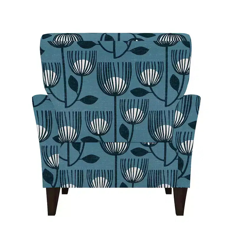 Adrian Flared Armchair Blue Modern Tulip - Handy Living: Transitional Style, Diamond Button Back, Polyester
