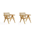 Set of 2 Hamlet Wood Accent Chairs Natural - Manhattan Comfort: Matte Finish, Ash Frame, No Assembly Required