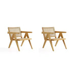 Set of 2 Hamlet Wood Accent Chairs Natural - Manhattan Comfort: Matte Finish, Ash Frame, No Assembly Required