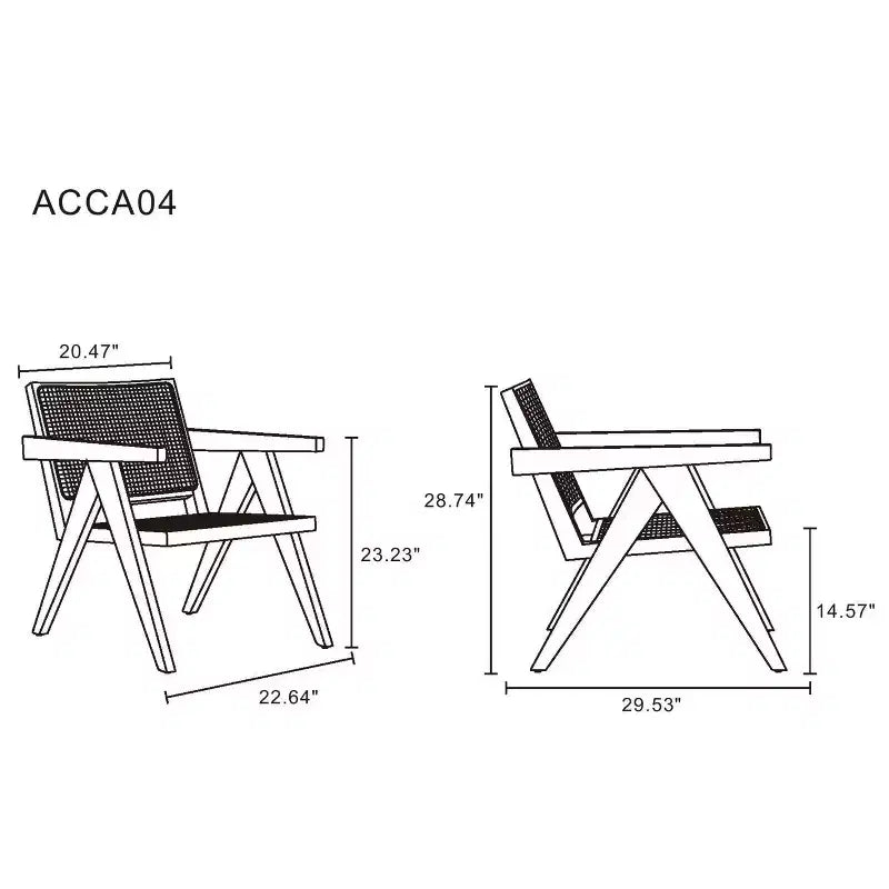 Set of 2 Hamlet Wood Accent Chairs Natural - Manhattan Comfort: Matte Finish, Ash Frame, No Assembly Required