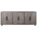 Palisades 90" Six Door TV Stand: Herringbone Pattern, Iron Hardware - Martin Furniture