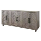 Meuble TV à six portes Palisades 90 po : motif chevrons, quincaillerie en fer – Martin Furniture