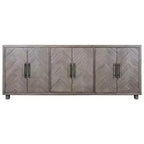 Meuble TV à six portes Palisades 90 po : motif chevrons, quincaillerie en fer – Martin Furniture