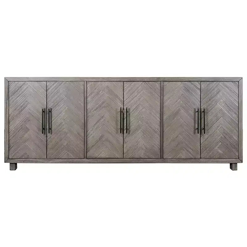 Meuble TV à six portes Palisades 90 po : motif chevrons, quincaillerie en fer – Martin Furniture