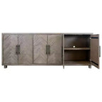 Meuble TV à six portes Palisades 90 po : motif chevrons, quincaillerie en fer – Martin Furniture