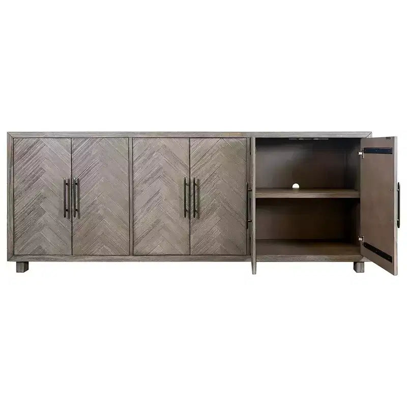 Meuble TV à six portes Palisades 90 po : motif chevrons, quincaillerie en fer – Martin Furniture