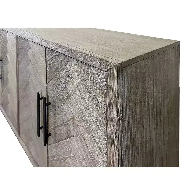 Meuble TV à six portes Palisades 90 po : motif chevrons, quincaillerie en fer – Martin Furniture