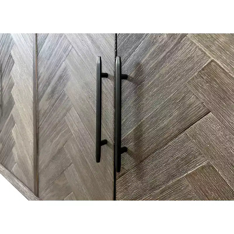 Meuble TV à six portes Palisades 90 po : motif chevrons, quincaillerie en fer – Martin Furniture